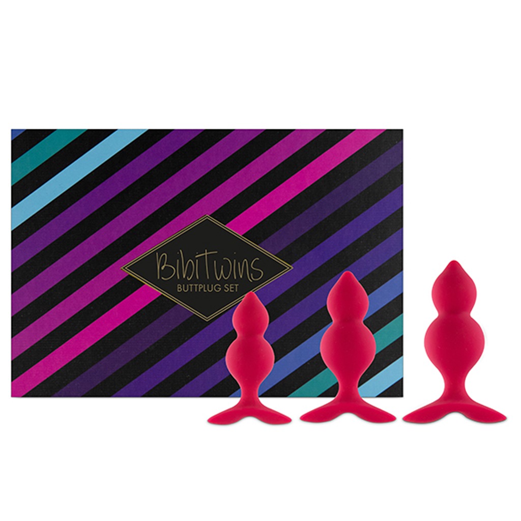 FeelzToys – Bibi Twin Butt Plug Set 3 st. Roze