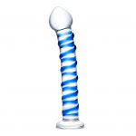 glas blue spiral glazen dildo