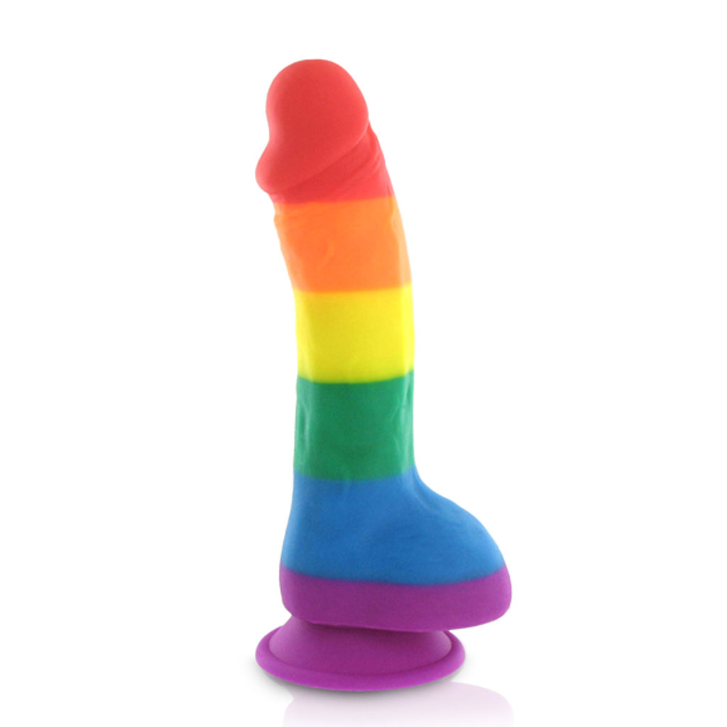 Pride Dildo – Silicone Regenboog Dildo met ballen