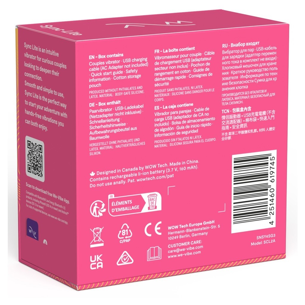 We-Vibe Sync Lite Roze met app koppeltoy verpakking