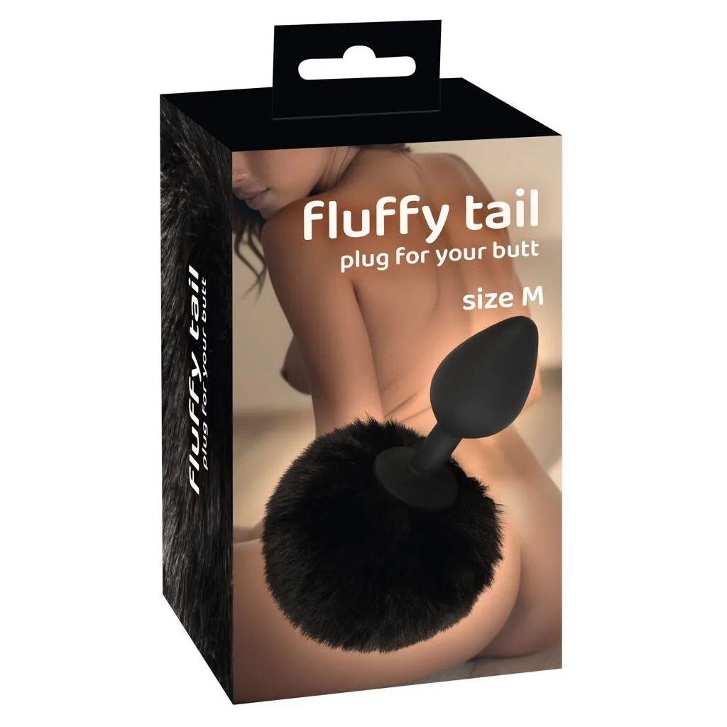 zwarte bunny tail buttplug