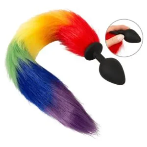 You2Toys - Fluffy Tail rainbow Buttplug kopen