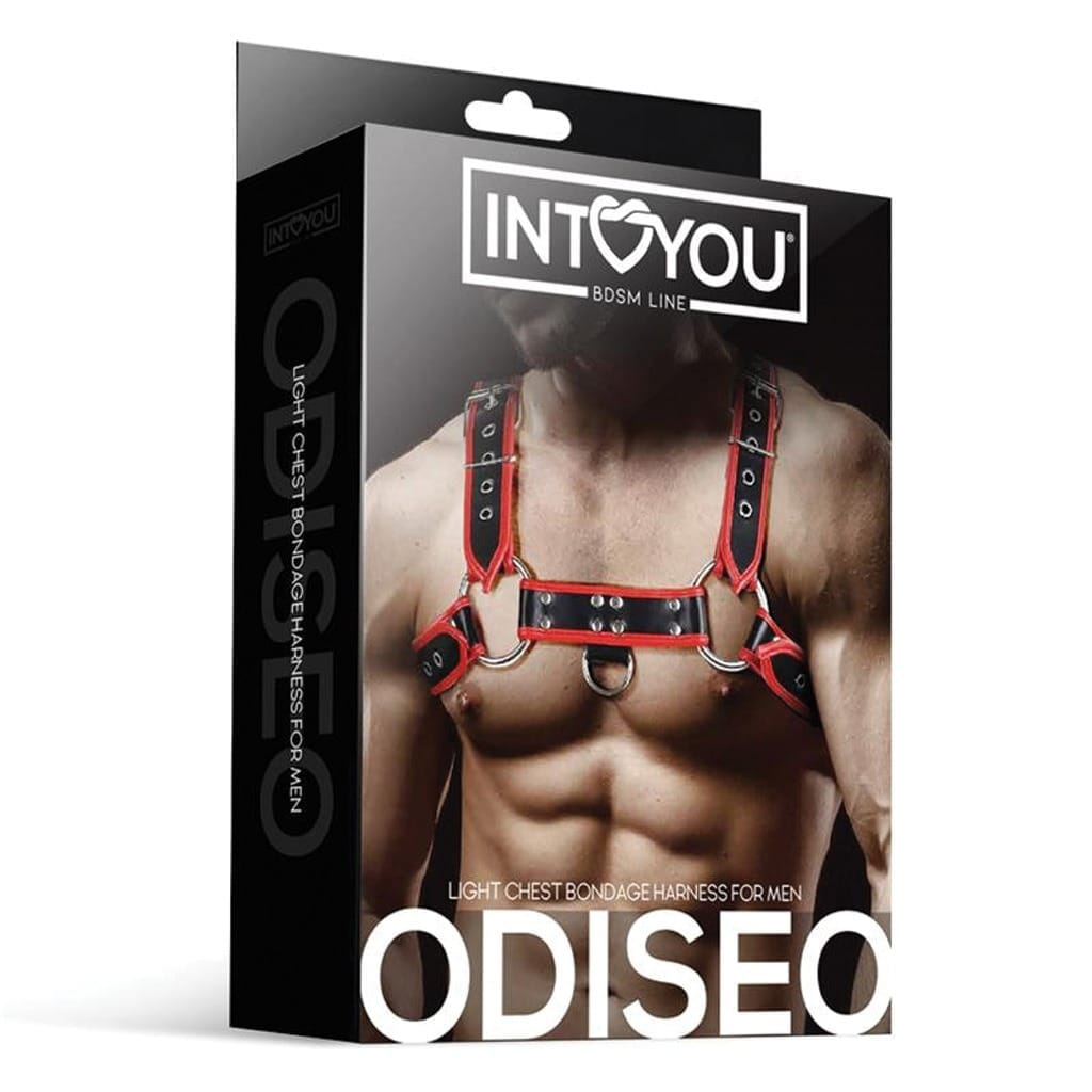 INTOYOU - Odiseo borstharnas voor mannen rood/zwart voorkant doos