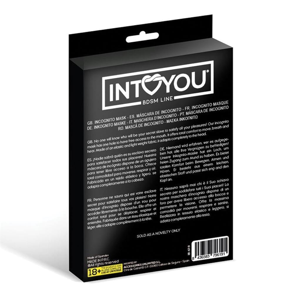 INTOYOU - Lilith incognito masker met open mond achterkant doos