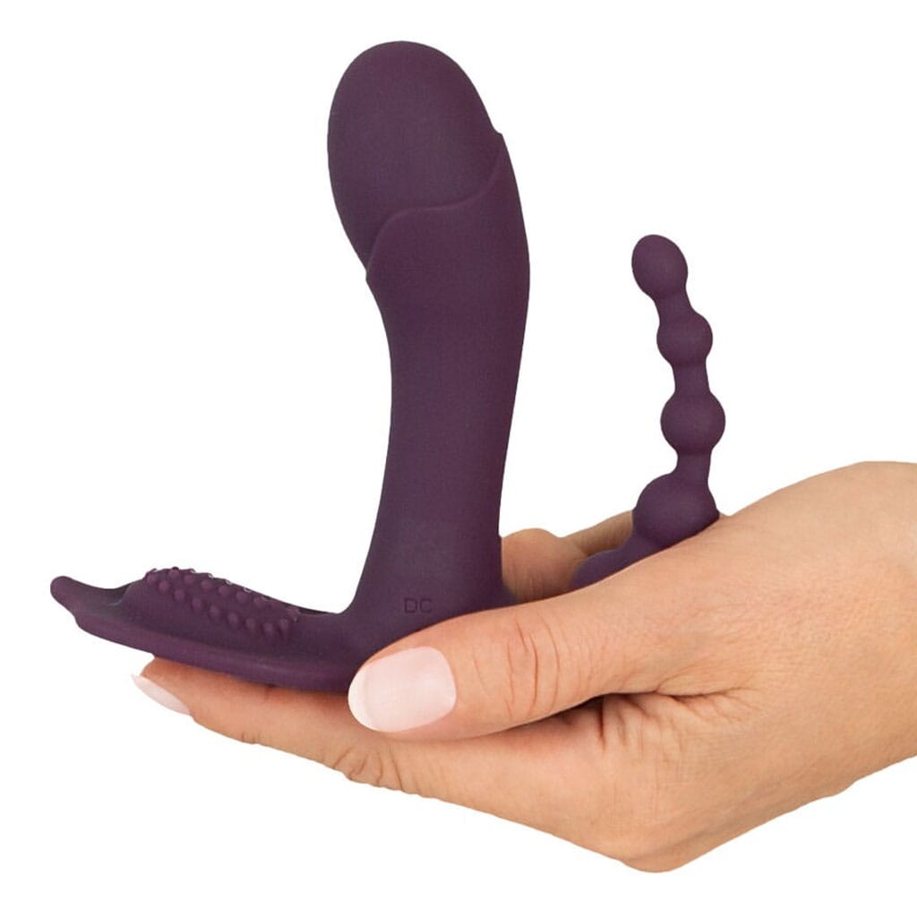 Beau Coeur – Ariva Drievoudige Panty Vibrator met Afstandsbediening hand