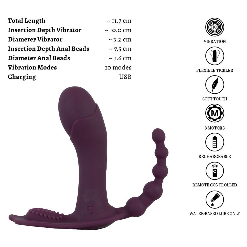 Beau Coeur – Ariva Drievoudige Panty Vibrator met Afstandsbediening info