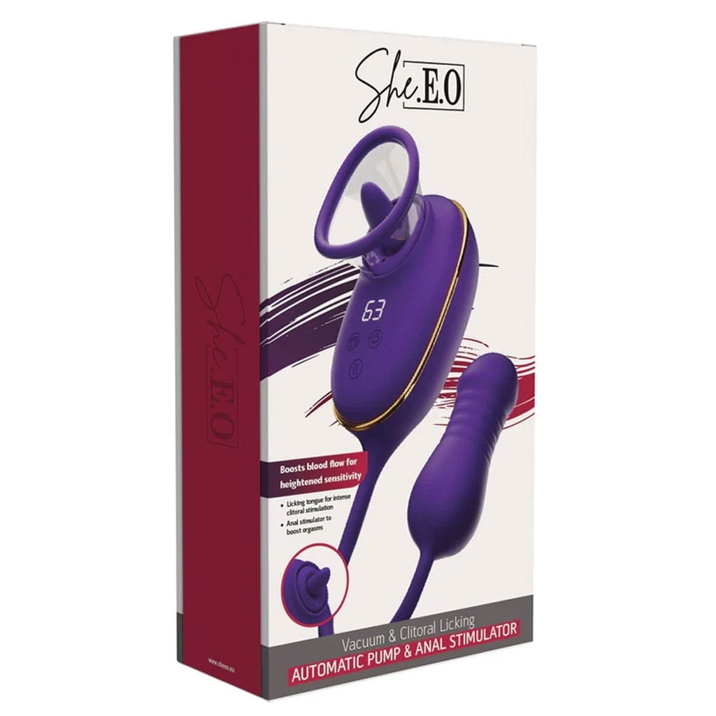 She.E.O - Likkende Clitoris Pomp met Stotende Anaal Plug doosje