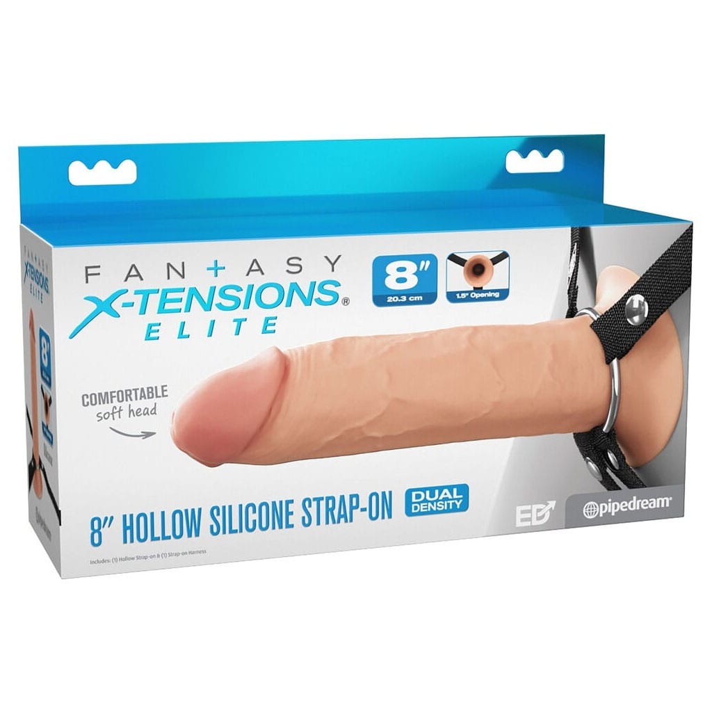 Fantasy X-Tensions - 8 Inch Siliconen Hollow Strap-On verpakking
