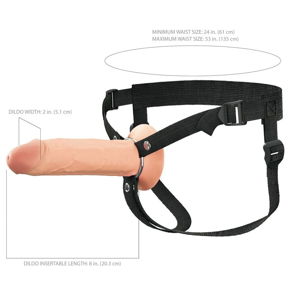 Fantasy X-Tensions - 8 Inch Siliconen Hollow Strap-On afmeting