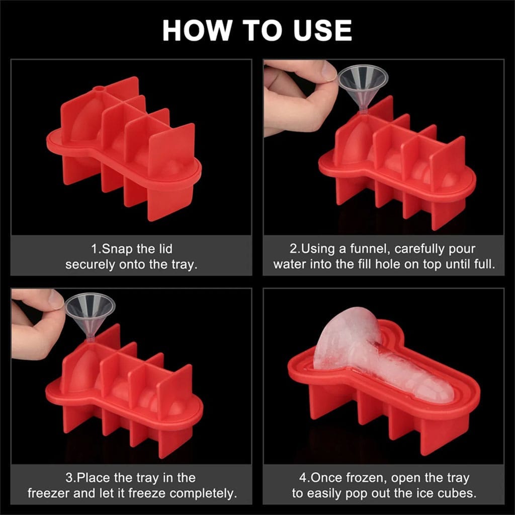 LoveToy - Siliconen IJsblokjesvorm Mini Penis gebruiken