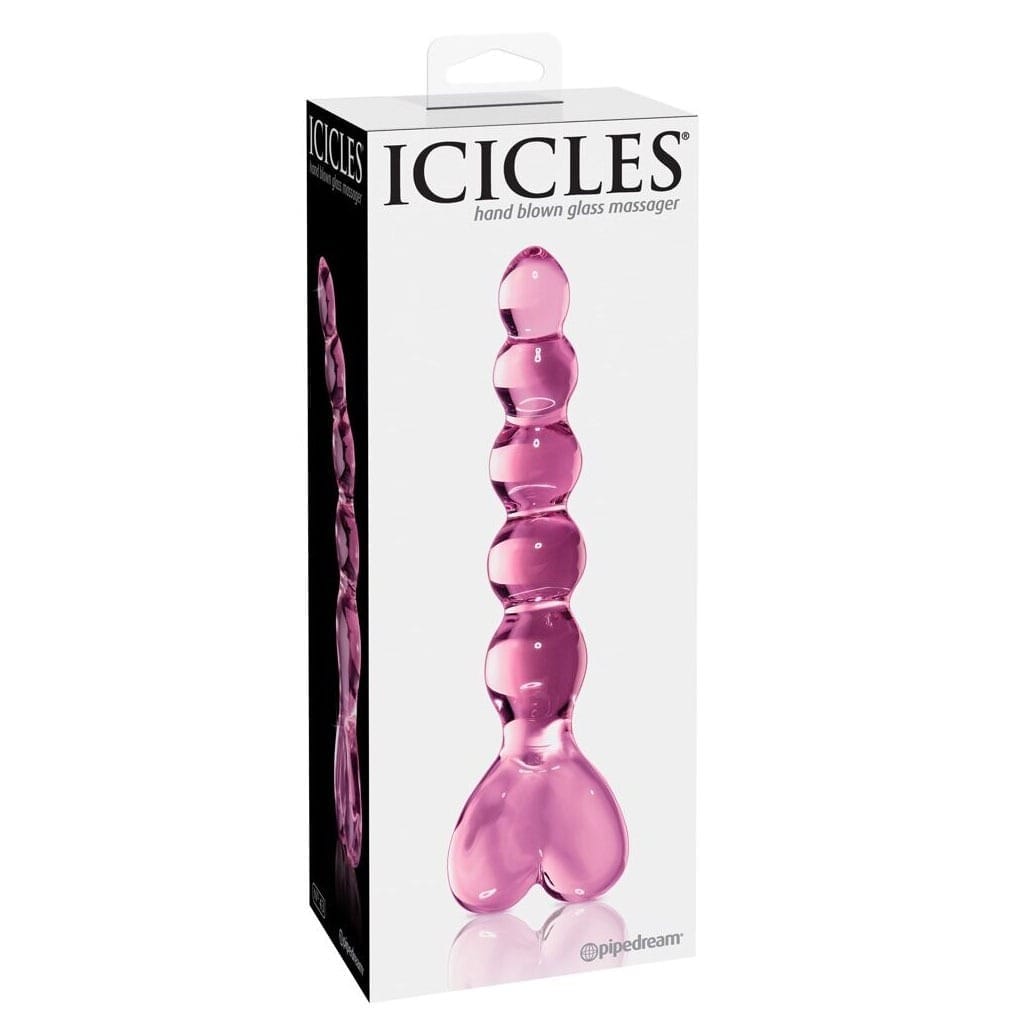 Icicles No. 43 - Glazen Dildo met Kralen Roze verpakking
