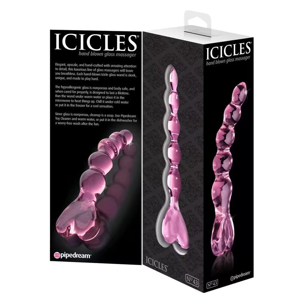 Icicles No. 43 - Glazen Dildo met Kralen Roze kopen