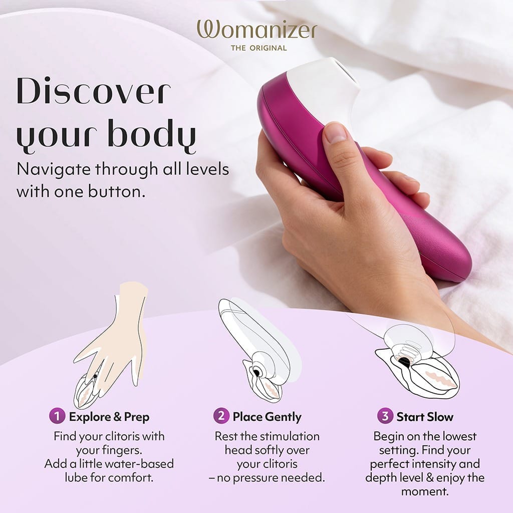 womanizer pro luchtdruk vibrator in hand