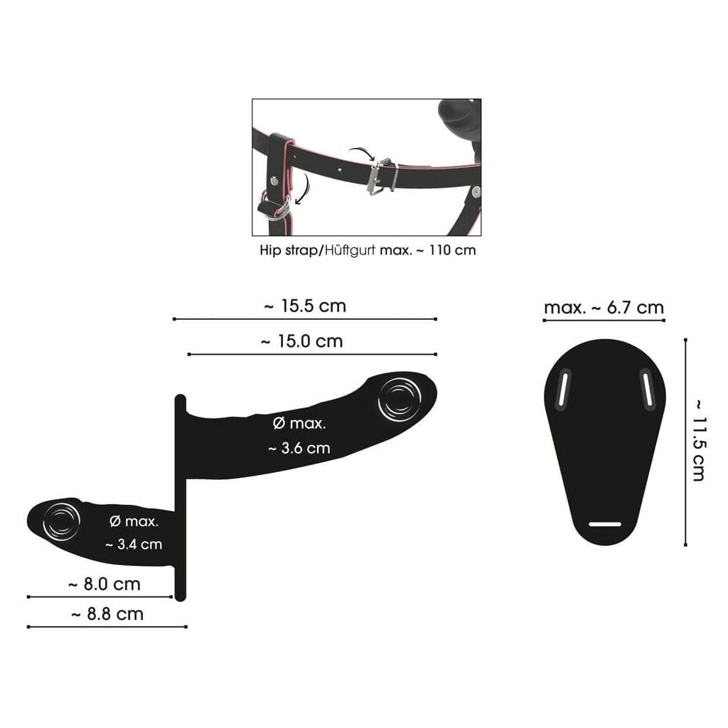 You2Toys - Vibrerende Dubbele Strap-On met Afstandsbediening lengte