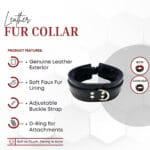 rouge leren halsband met faux fur voering maten