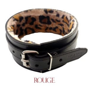 rouge leren halsband met voering