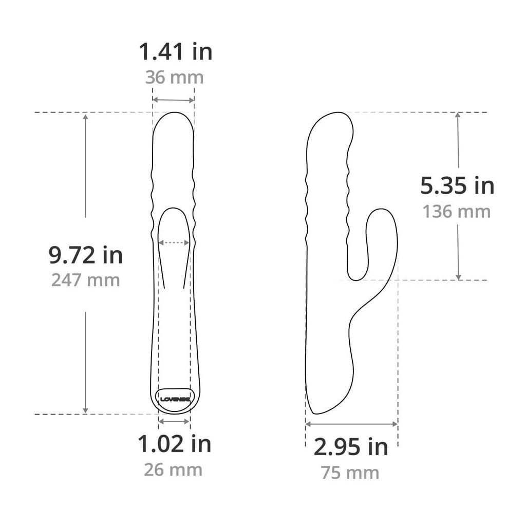Lovense - Velvo Roterende Rabbit Vibrator afmeting